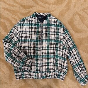 Zara Green Plaid Women's Jacket oversized